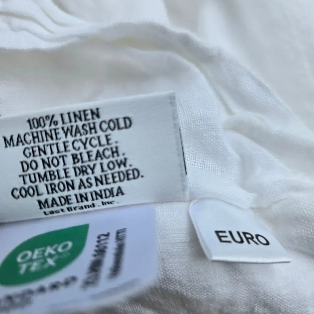 Quince European Linen Stripe Euro Sham White Pillow Cover $30 MSRP